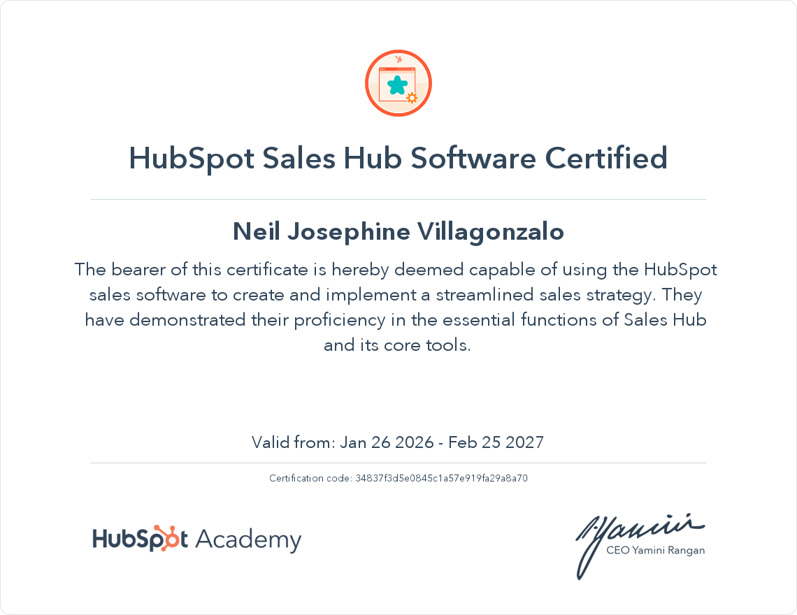 HubSpot CRM Sales Hub Certification